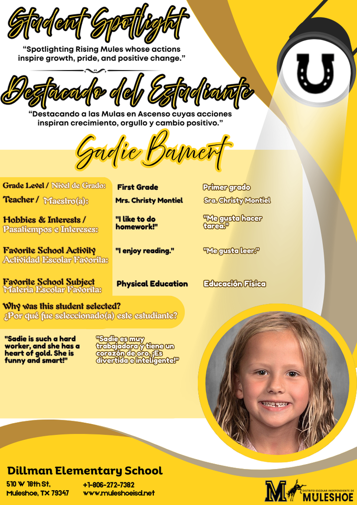 26.05.04 - Dillman Student Spotlight - Sadie Bamert Rodriguez - 1st Gr