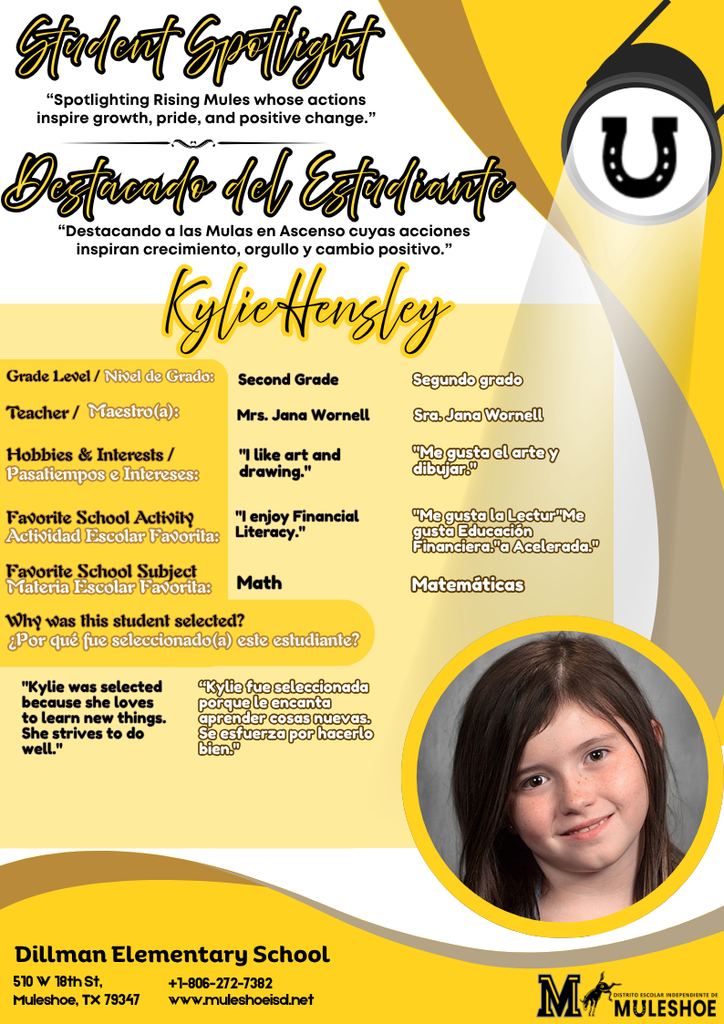 26.05.04 - Dillman Student Spotlight - Kylie Hensley - 2nd Gr