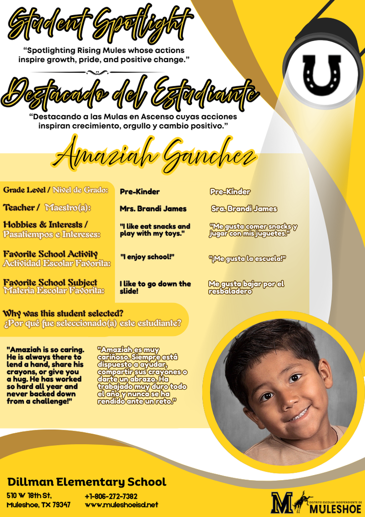 26.05.04 - Dillman Student Spotlight - Amaziah Sanchez - Pre-K