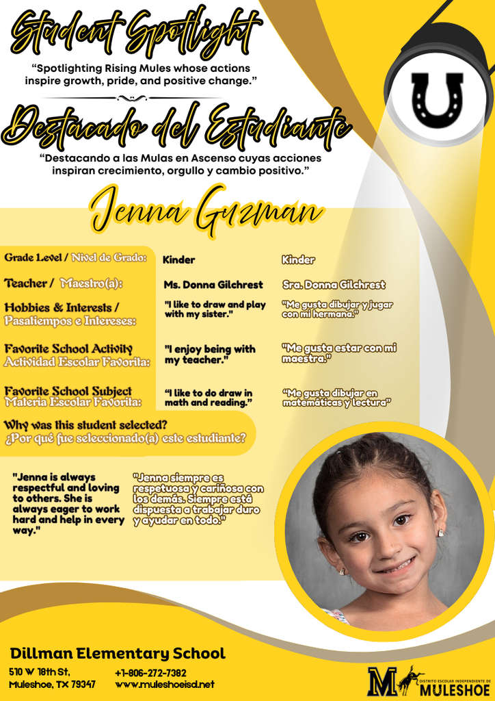 26.05.11 - Dillman - Student Spotlight - Jenna Guzman - Kinder