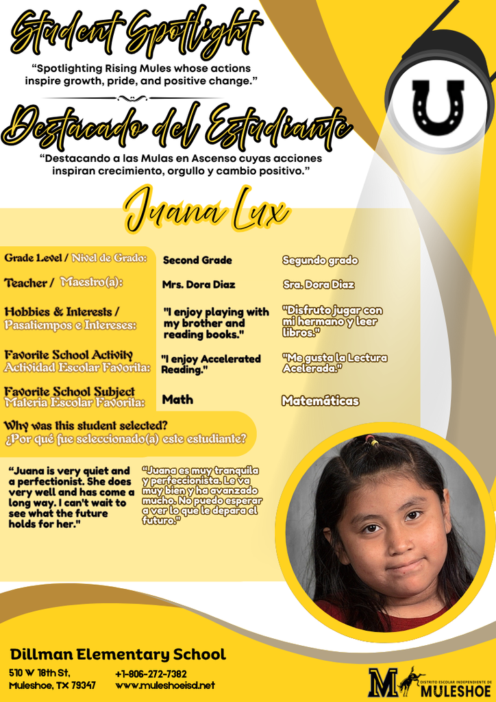 26.05.11 - Dillman - Student Spotlight - Juana Lux - 2nd Gr