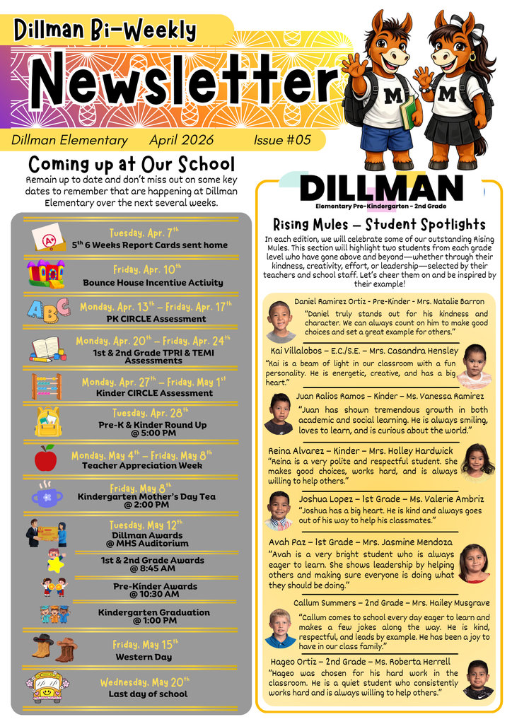 26.04.06 - Dillman Bi-Weekly Newsletter - Issue #05 - Bilingual - Pg 1 of 4