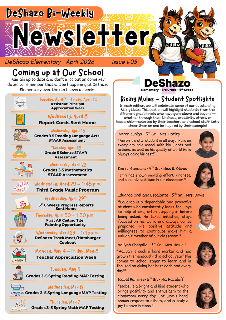 26.04.07 - DeShazo Bi-Weekly Newsletter - Apr. 2026 - Issue #05 - Bilingual - Page 1 of 4
