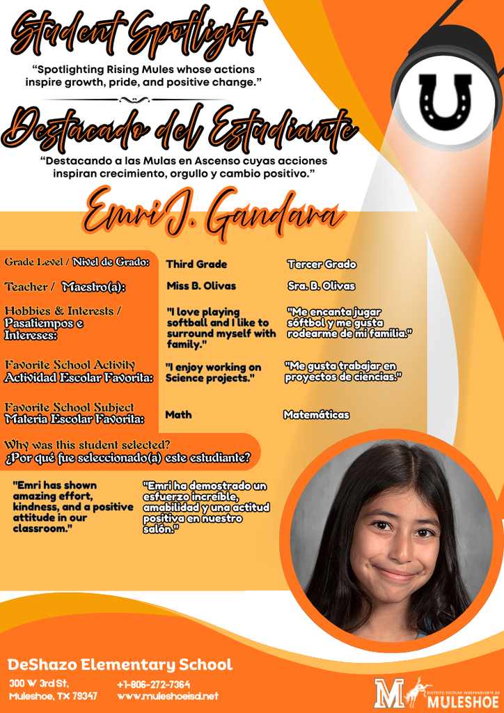 26.04.07 - DeShazo - Student Spotlight - Bilingual - Eduardo Orellana Escalante - Fifth Grade