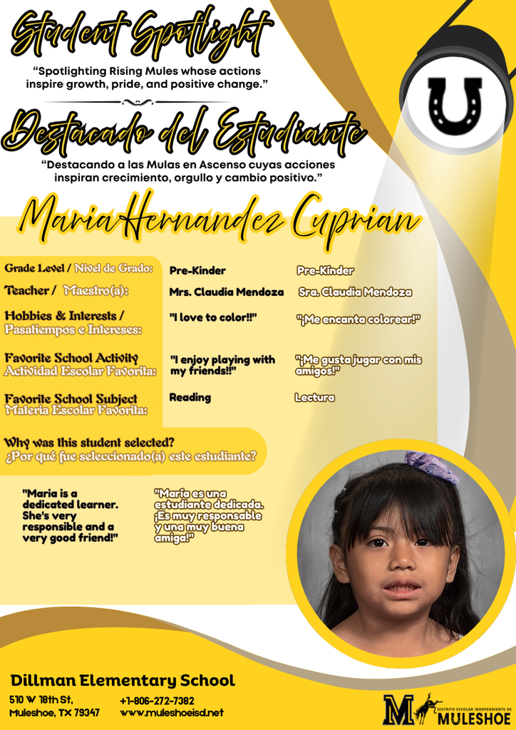 26.04.27 - Dillman Student Spotlight - Maria Hernandez Cuprian - Pre-K