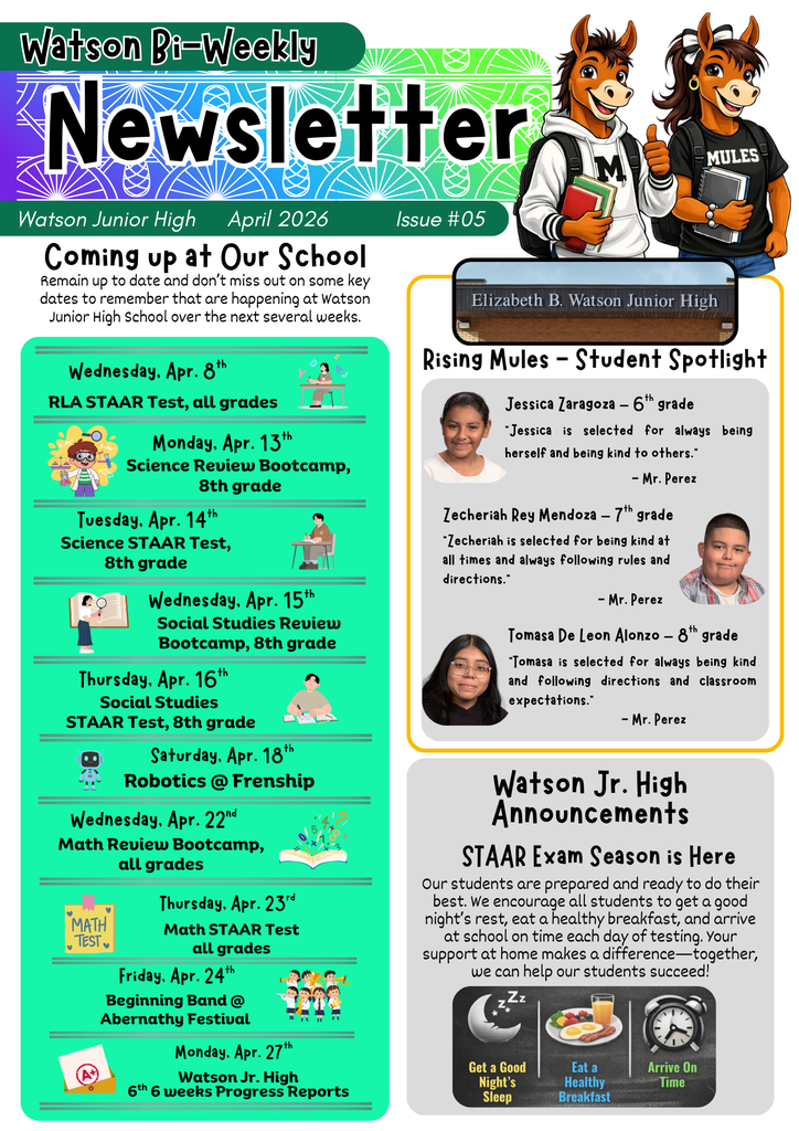 26.04.08 - WJHS Bi-Weekly Newsletter - Apr. 2026 - Issue #05 - Bilingual - Page 1 of 4