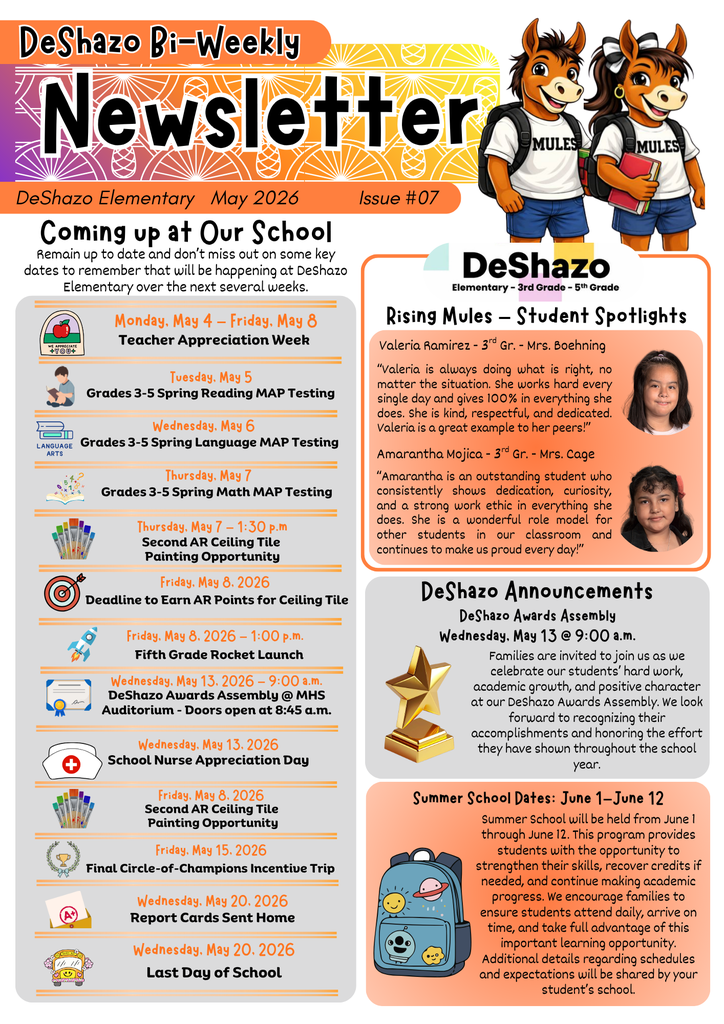 26.05.05 - DeShazo Bi-Weekly Newsletter - May 2026 - Issue #07 - Bilingual - Page 1 of 4