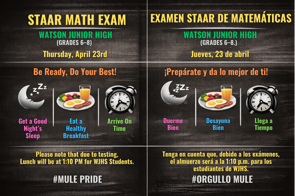 26.04.23 - WJHS - STAAR Exam - Math