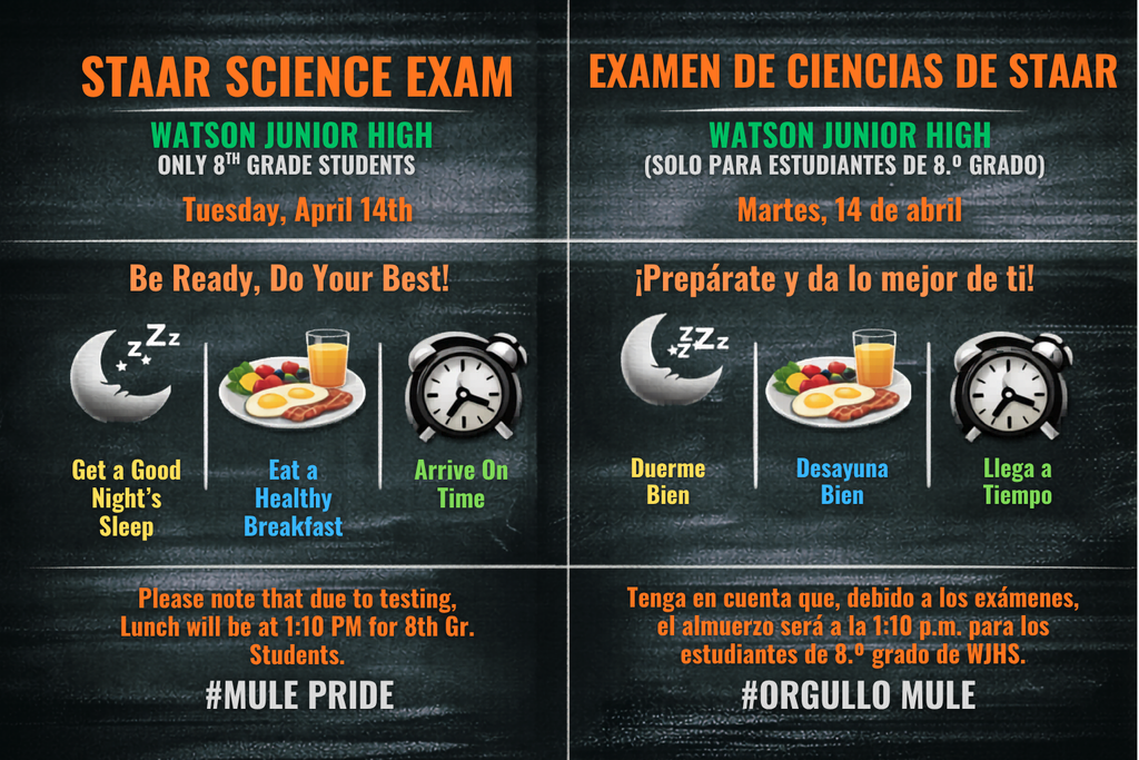 26.04.14 - WJHS - STAAR Exam - Science