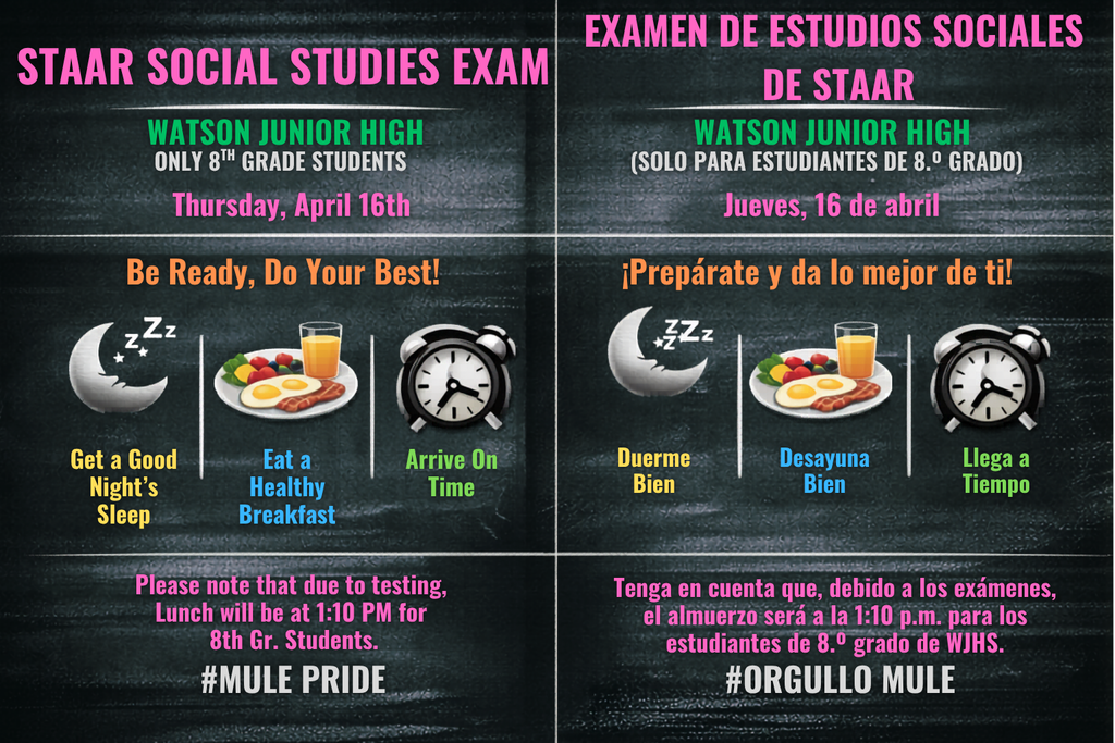 26.04.16 - WJHS - STAAR Exam -  Social Studies