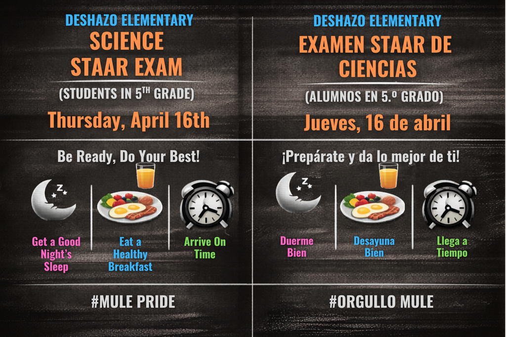 26.04.16 - DeShazo - STAAR Exam - Science