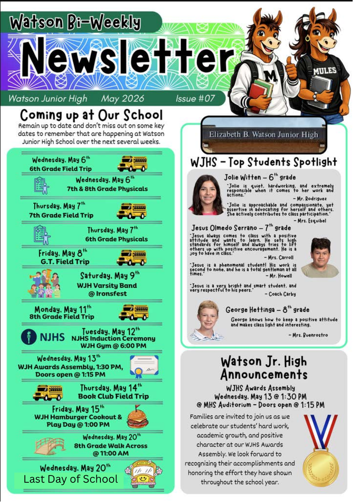 26.05.06 - WJHS Bi-Weekly Newsletter -  Issue #07 - Bilingual Page 1 of 4