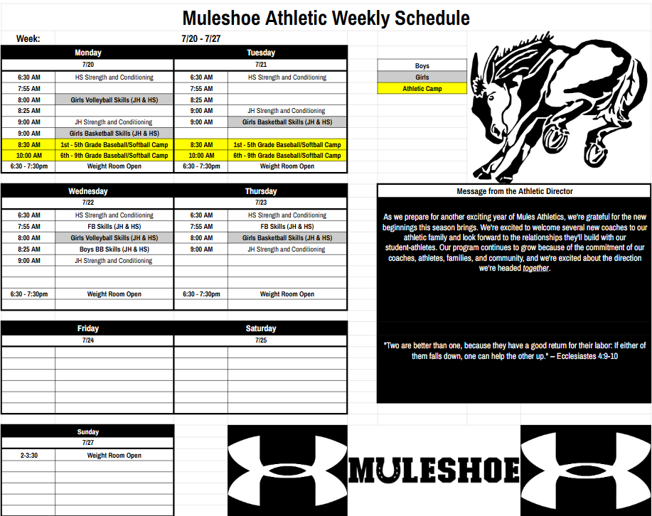 26.07.17 - Athletic Weekly Schedule 07/20-07/27