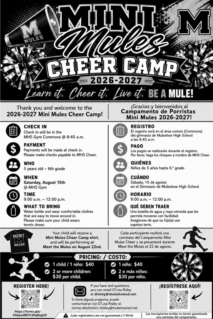 26.07.31 - Mini Mules Cheer Camp - Announcement