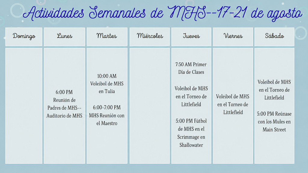 26.08.17 - MHS Weekly Activities (Spanish)