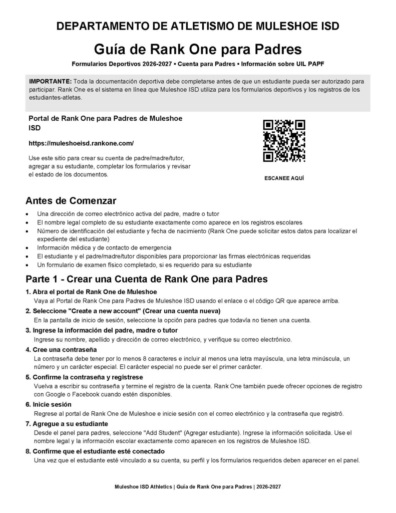 26.08.19 - Rank one Parent Guide (Spanish)