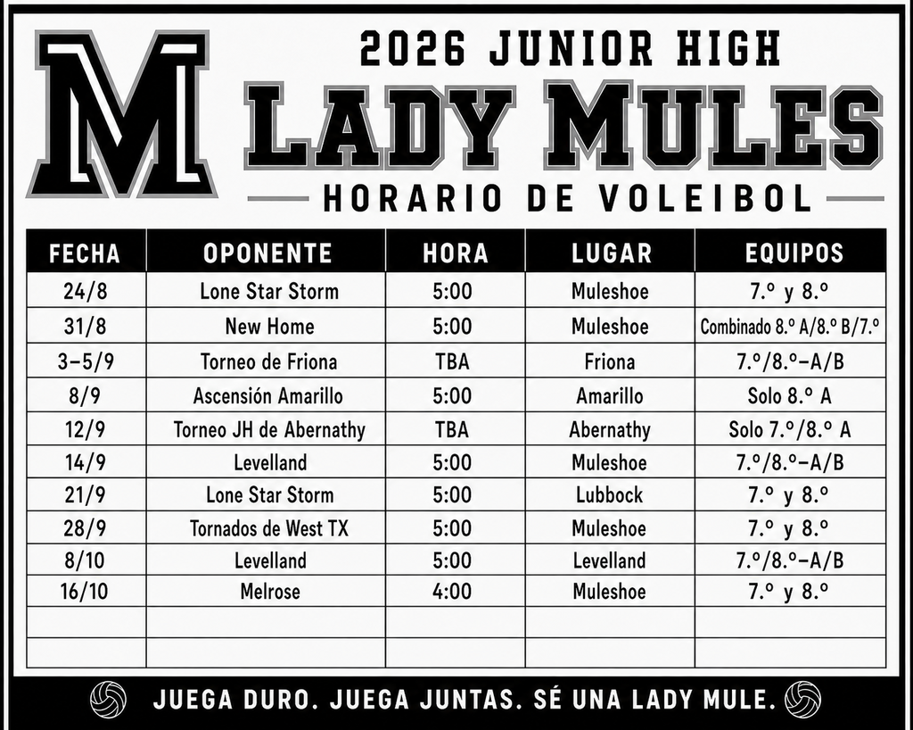 26.08.20 - JH Volleyball Schedule (Spanish)