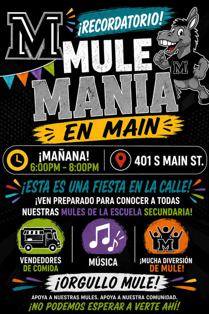 26.08.21 - Mule Mania on Main Reminder (Spanish)