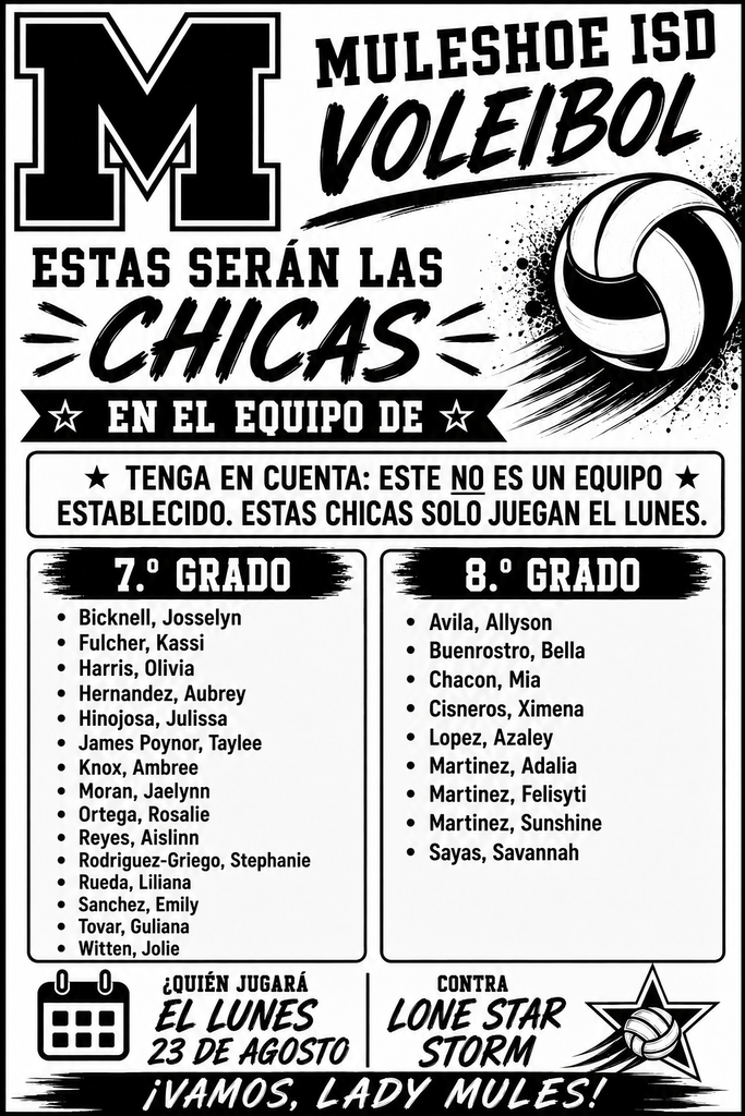 26.08.21 - JH Volleyball Roster (Spanish)