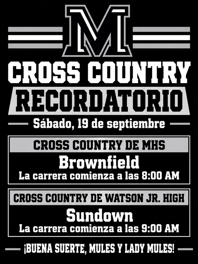 26.09.18 - Cross Country Reminder (Spanish)