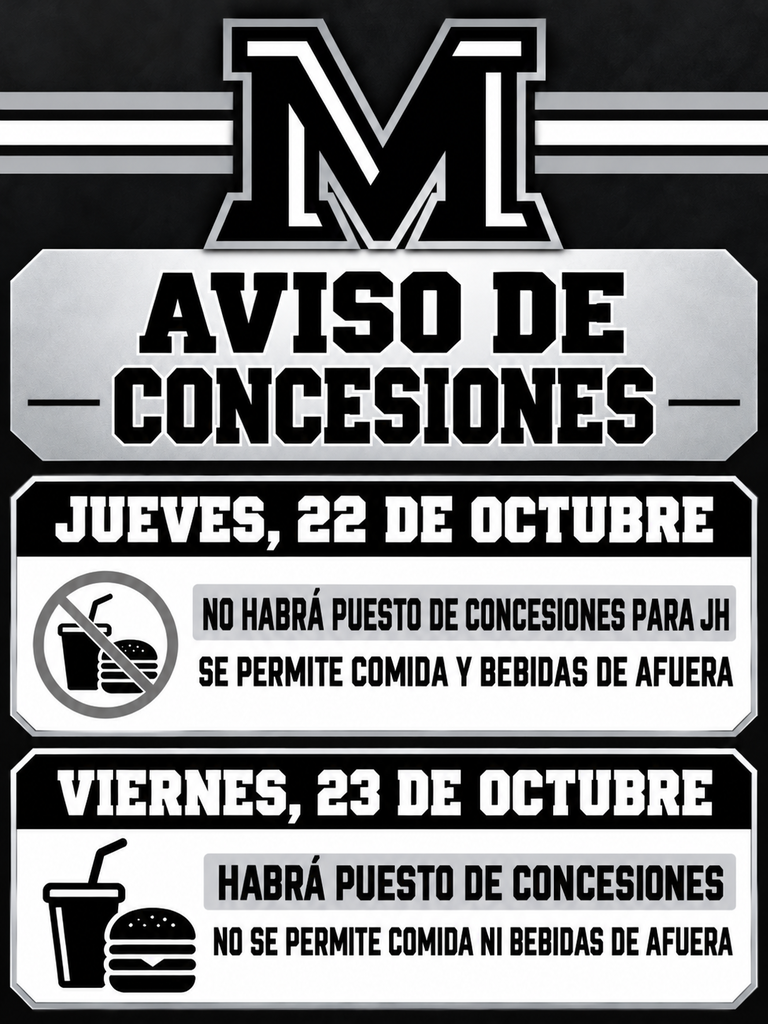 26.10.20 - Concession Stand Notice (Spanish)