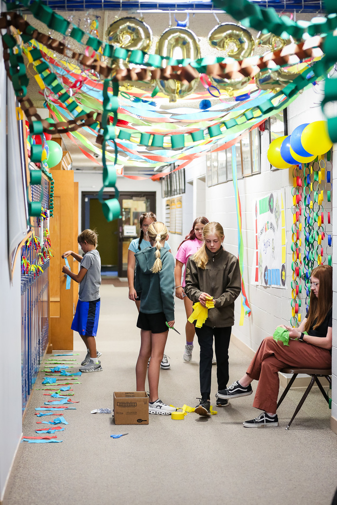 sixth graders in the hallway