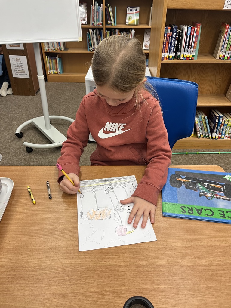 Children drawing a parade scene