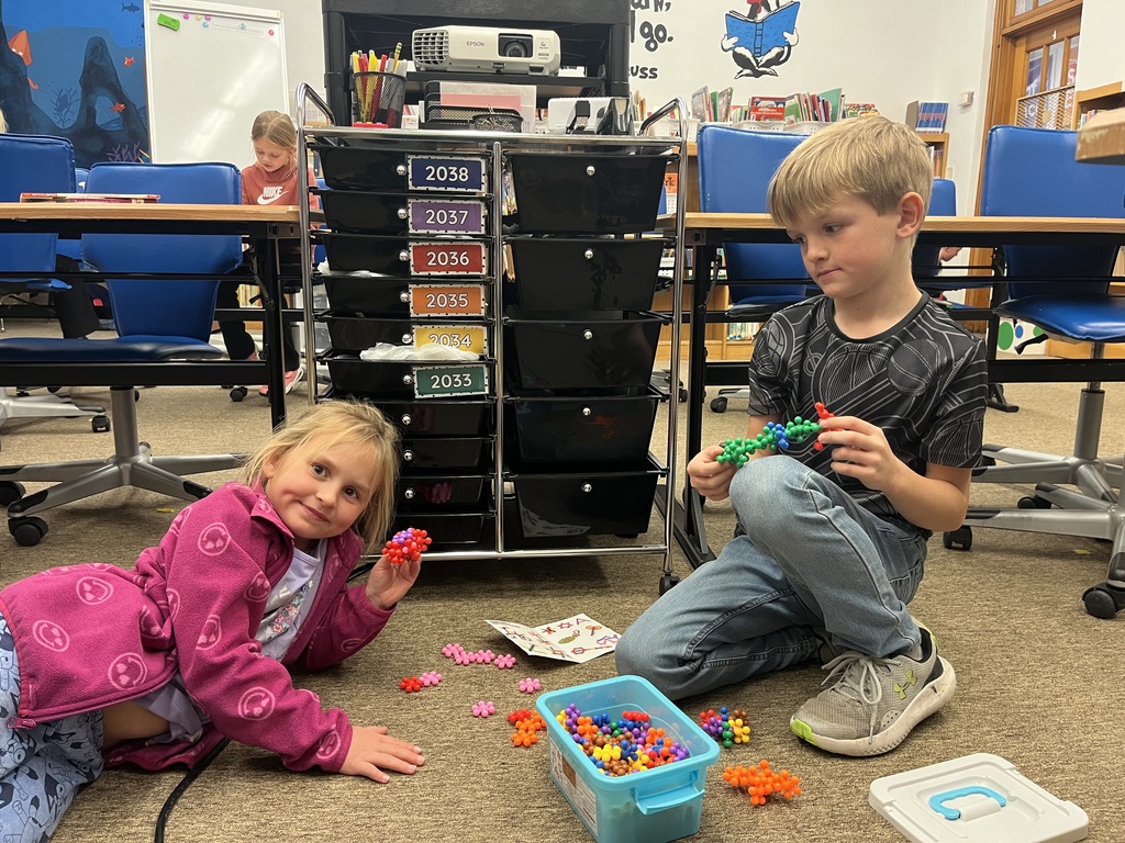 Children building with "flower" blocks