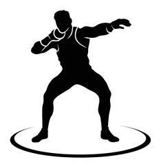 Black & White Image of shot put thrower