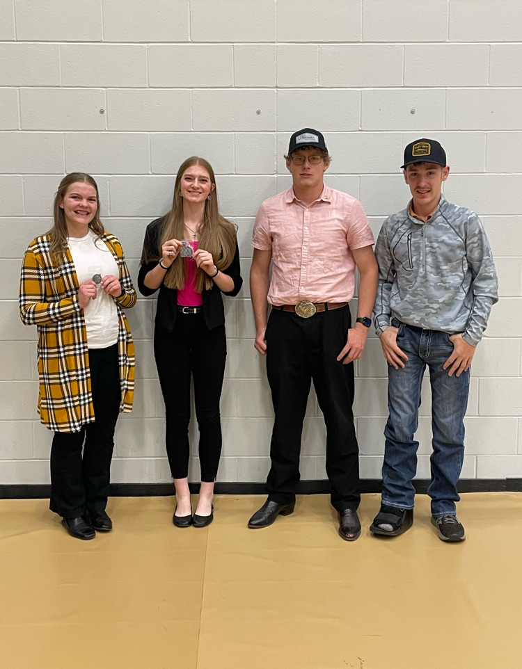 Mullen High Speech 2026 State qualifiers: Maci Walz in Extemp, Lola Wingebach in Humorous, and Hunter Brown & Daniel Wright in Unified Duet 