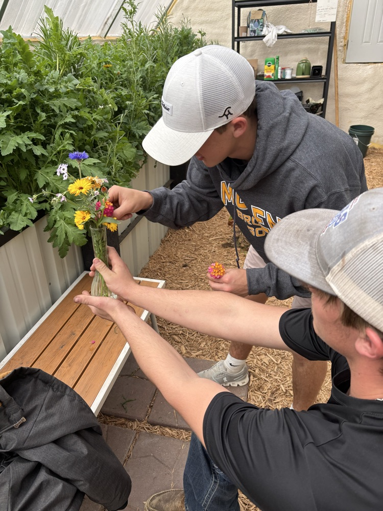 Ben and Cooper making the arrangement