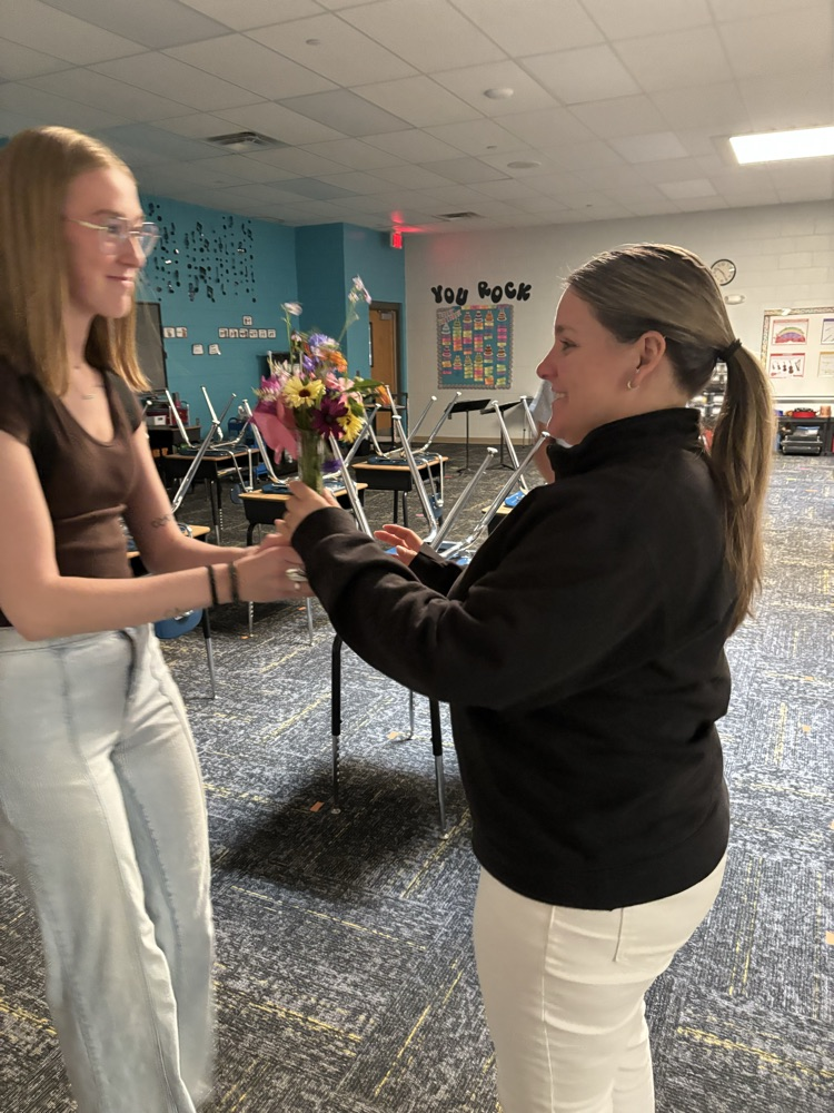 surprising Ms CeCe with her flowers