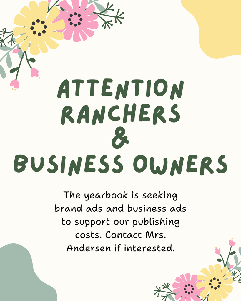 Ad for business owners and ranchers to contribute to yearbook
