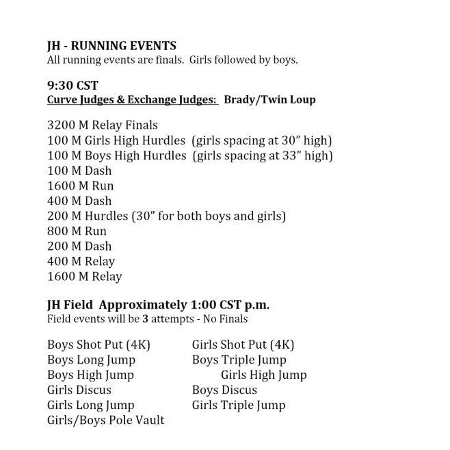 JH Schedule of Events MNAC Track