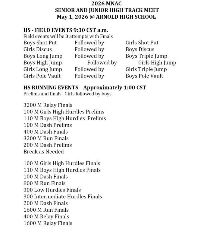 HS MNAC Track Schedule of Events