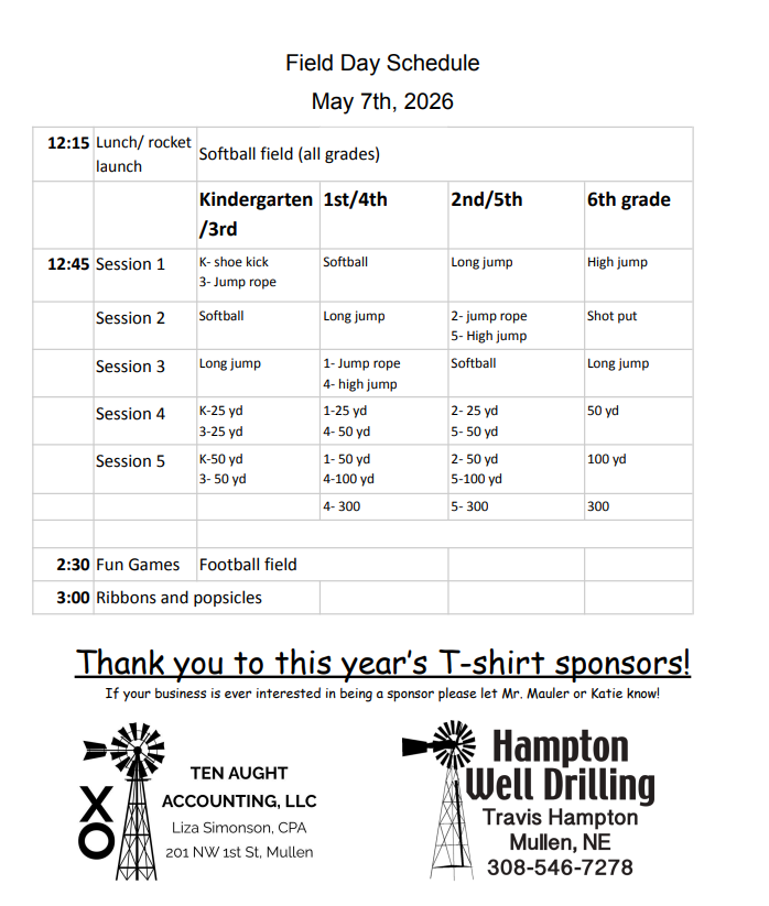 Field Day Schedule 