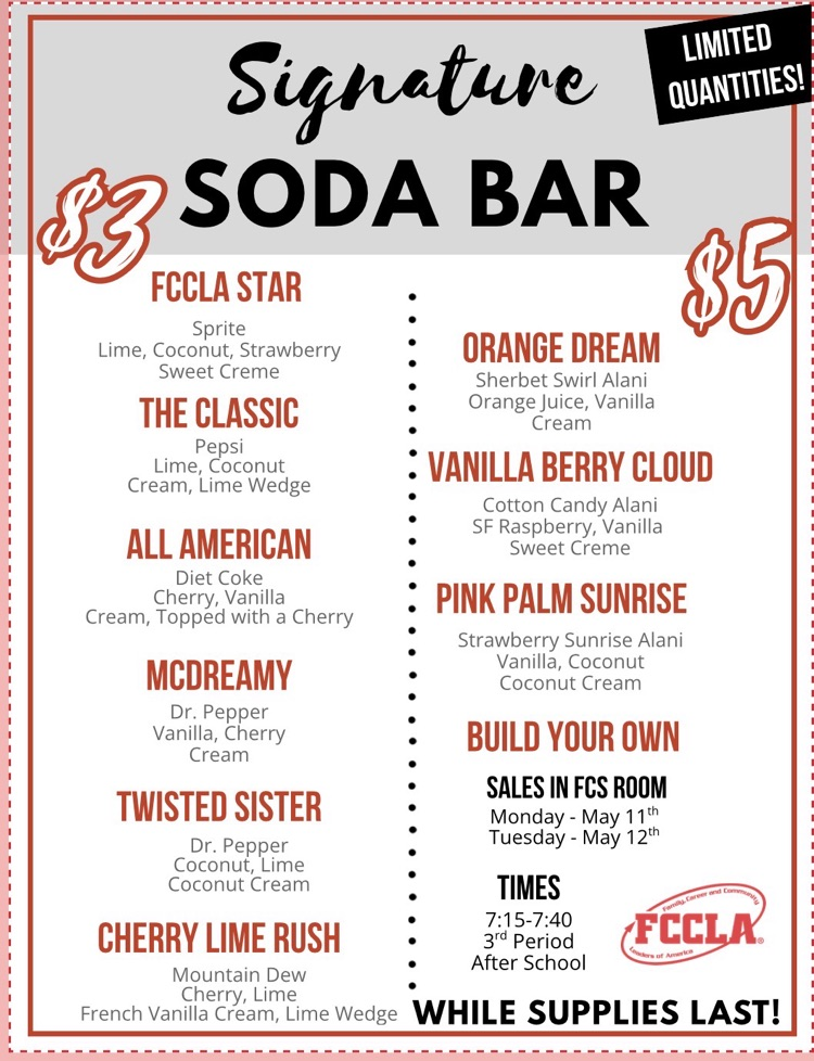 Soda Bar Menu