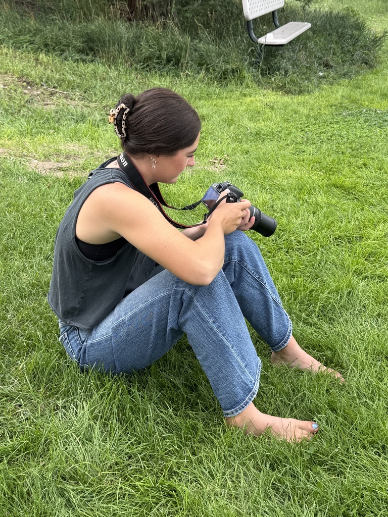 Student looking at camera