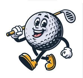 Clip Art Golf Ball Holding a Golf Club 