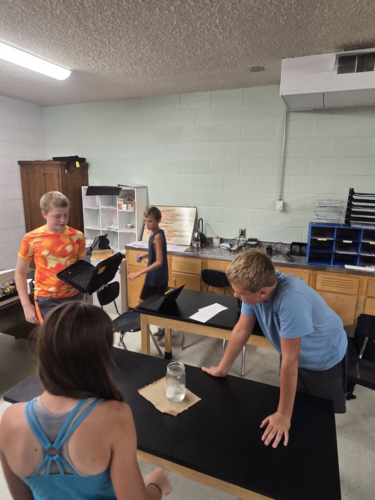 7th graders observing the reaction 