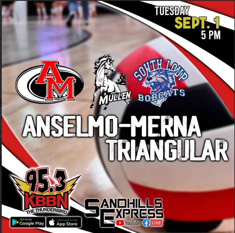 Flier for Anselmo-Merna Volleyball Triangular Tonight at 4pm