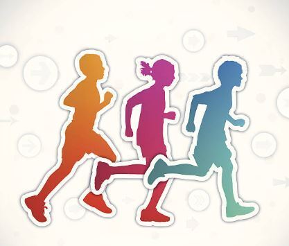 Colorful boy and girl runners 