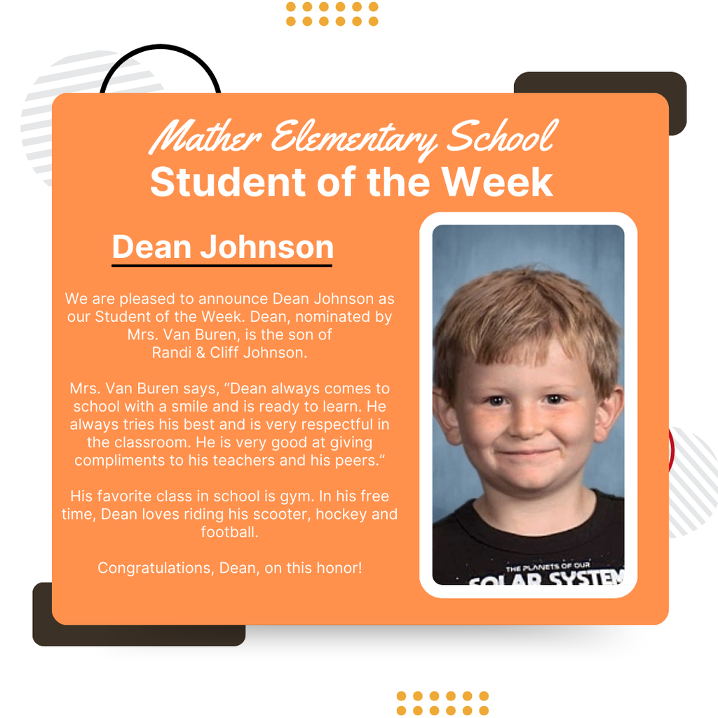 Dean Johnson Mather Elementary's Student of the Week