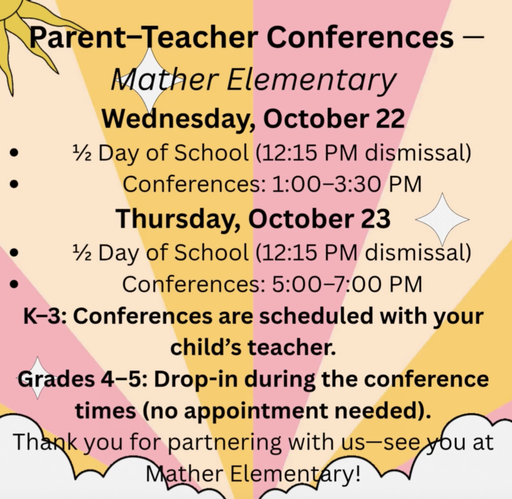 Parent Teacher Conferences start tomorrow