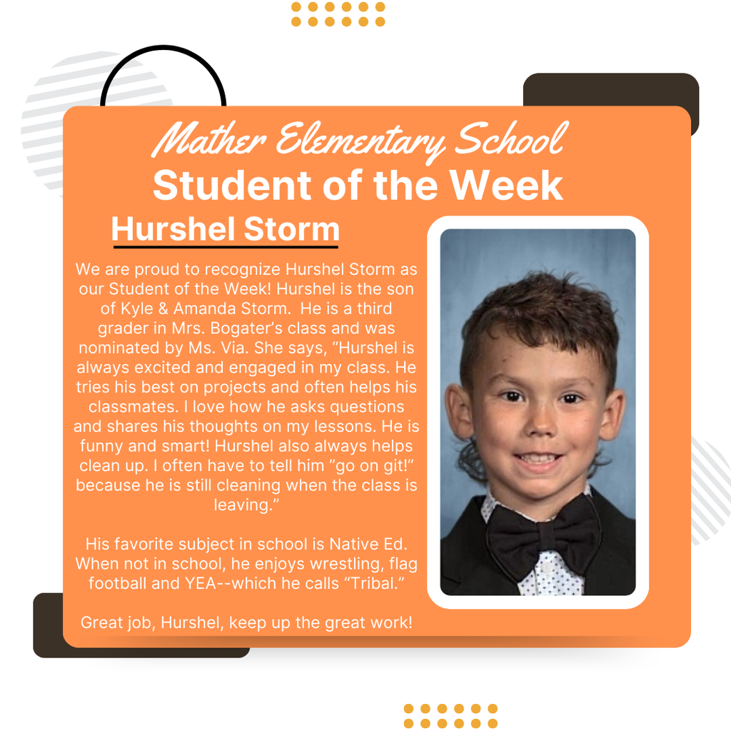 Hurshel Storm Student of the Week @ Mather