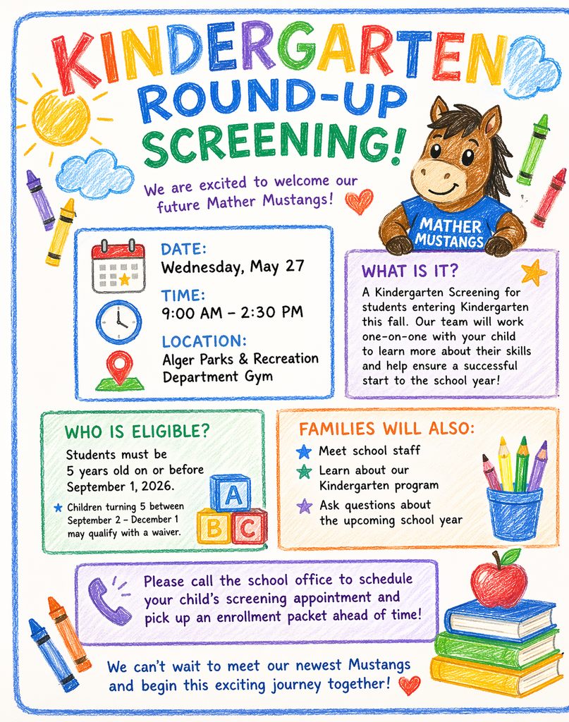 Kindergarten Screening- May 27th!!!