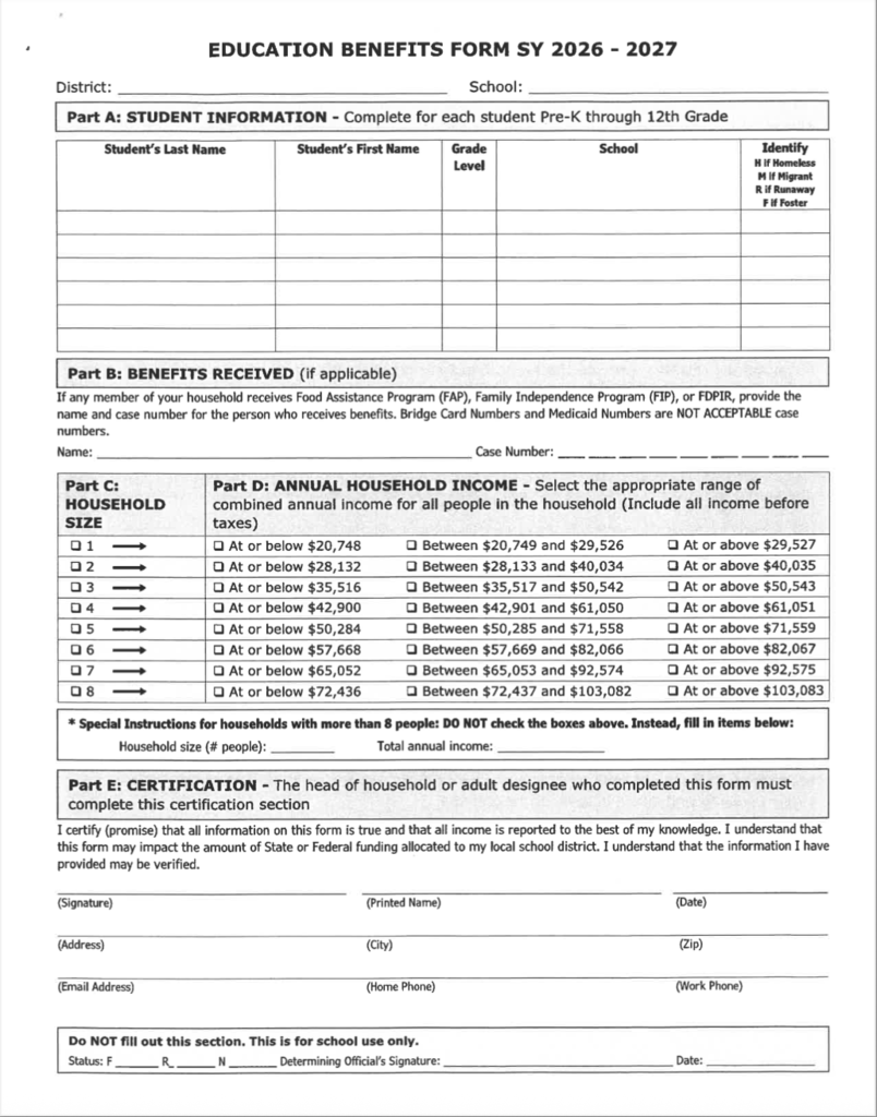 Please fill out this education Benefits Form if you haven't already! 