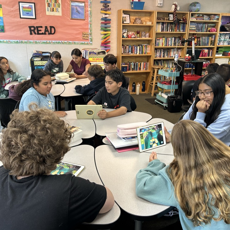 Students working