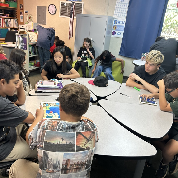 Students working