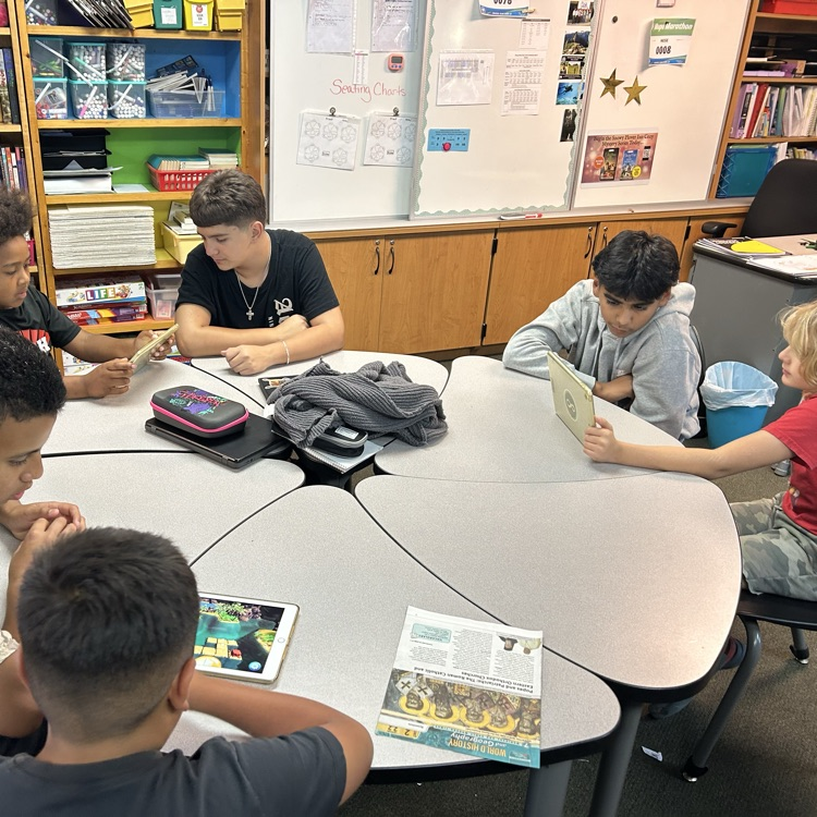 Students working